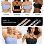 Vertvie Strapless Bra Wireless Non-Slip Push Up Bandeau Bras for Women Full Support Tube Tops Padded Bralette S-Large Breasts(Sky Blue,Medium)