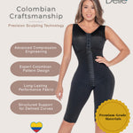 FAJAS DISENOS D'PRADA DELIÉ - Shapewear for Women Post Surgery High Compression Stage 2 Colombian Full Body Faja Front Hooks Black