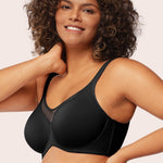 HSIA Minimizer Bras for Women Plus Size, Full Coverage Coolcomfort T Shirt Unlined Bra with Underwire for Heavy Breast, Black 38DDD 01