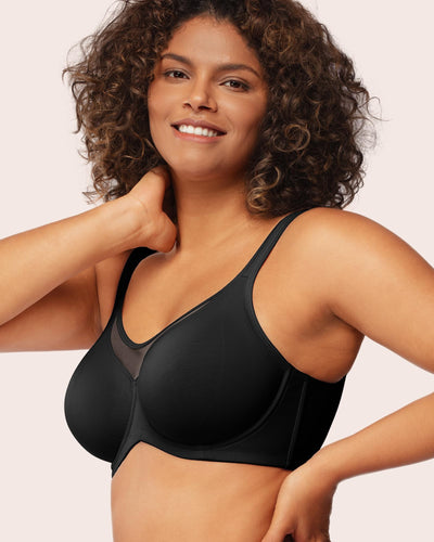 HSIA Minimizer Bras for Women Plus Size, Full Coverage Coolcomfort T Shirt Unlined Bra with Underwire for Heavy Breast, Black 34C