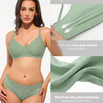 Seamless Bras for Women No Underwire Seamless Bralettes Everyday Comfort Tshirt Padded Bra Green