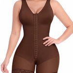 YIANNA Fajas Colombianas Shapewear for Women Tummy Control Full Body Shaper Butt Lifter with Zipper Crotch,YA7275-Brown-M