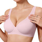 OEAK Womens Deep V Bras Comfortable Bras Support Push Up Bralettes Low Cut no Underwire Bras Plunge Seamless Tshirts Bras Pink M