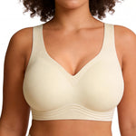Soft Intention Jelly Wireless Bra Seamless Push Up Full Coverage Supportive Everyday Sport T-Shirt Bra Regular & Plus Size Beige