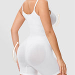 Nebility White Bodysuit Women - Seamless V Neck Shapewear Body Suits Smooth Fit Gong Out Wear Body Shaper Mid Thigh Shorts