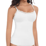 EUYZOU Women Shapewear Tummy Control Camisole Tops - Scoop Neck Sexy Compression Tank Tops Seamless Body Shaper, White L