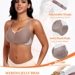 Seamless Jelly Sewn in Padded Bras for Women No Underwire Full Coverage Supportive Bralettes Everyday Soft Gel Bra(A1# Coffee(Pure),Medium)