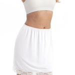 ACIEMR Women's Anti Static Half Slip, No Cling Underskirt for Dress, Soft Lightweight Under Dress Lining, No Show Slip Skirt White Small