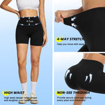 FULLSOFT High Waisted Biker Shorts for Women-5" Tummy Control Fitness Athletic Workout Running Yoga Gym Soft Compression Bike Volleyball Spandex Shorts Clothes for Women Womens Clothing(Black,L-XL)