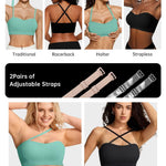 Vertvie Strapless Bra Wireless Non-Slip Push Up Bandeau Bras for Women Full Support Tube Tops Padded Bralette S-Large Breasts(Mint Green,Medium)