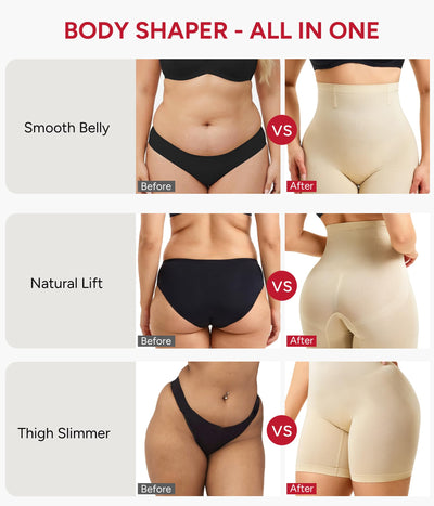 Nebility Shapewear Tummy Control Shorts for Women Butt Lifting Underwear High Waisted Body Shaper Thigh Slimming Panties Beige