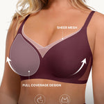 SHAPELLX Bra for Women Wireless Push Up Bra with Lift and Support Soft No Underwire Bralette Minimizer Bra for Back Fat Smoothing Maroon L