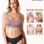 BRABIC Front Closure Post Surgery Compression Bras for Women Mastectomy Bra with Adjustable Straps Wirefree Purple Brown