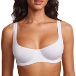 DOBREVA Women's Unlined Balconette Bra Underwire Supportive Plus Size Smooth Scoop Neck White - Unlined 36D