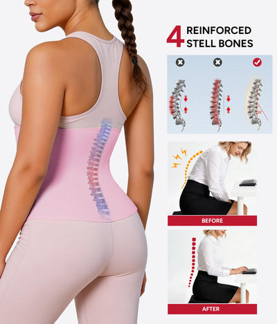 Nebility Waist Trainer for Women Corset Shapewear with Zipper Sweat Waist Trimmer Faja Body Shaper Workout Waist Cincher (Pink, Medium)
