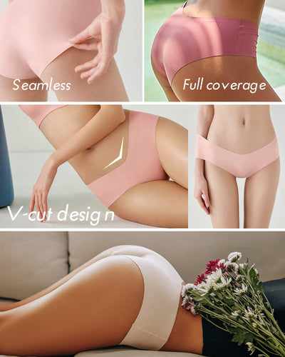 ROSYCORAL Women’s Seamless Bikini Panties Soft Stretch Invisibles Briefs No Show Hipster Underwear cheeky 9 pack XS-L (M)