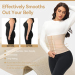 SHAPSHE Waist Trainer for Women Tummy Control Workout Cincher Triple Wrap Belt Postpartum Girdle with Hooks BLK/Medium