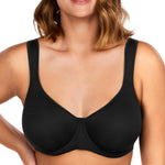 HSIA Bras for Women Minimizer Full Coverage, Plus Size T Shirt Unlined Underwire Smooth Bra, Seamless Cups Joan Ultimate Soft Black