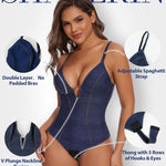 SHAPERIN Bodysuit for Women Shapewear Tummy Control Deep V Neck Plunge Sleeveless Backless Thong Body Suit Tank Top
