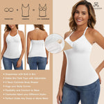JOYSHAPER Halter Shapewear with Built in Bra Tank Tops for Women Shapewear Camisole V-Neck Halter Cami Shaper with Padded Bra Compression Body Shaper White 2XL