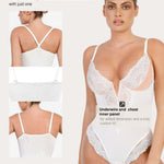 Popilush Shapewear Bodysuits for Women Tummy Control Lace Bodysuit V Neck Sleeveless Corset Tops Body Suit
