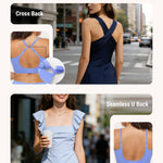 FeelinGirl Wireless Supportive Bras for Women Seamless Comfortable Bralette No Underwire Full Coverage T Shirt Low Back Bra Blue Hydrangea L