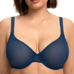 HSIA Minimizer Bras for Women Seraphina Full Coverage Underwire Unlined Mesh Plus Size Convertible Bra for Big Busted Ocean Blue 36DD