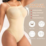 Werena Strapless Shapewear Bodysuit for Women Tummy Control Seamless Thong Body Shaper with Removable Straps Under Dress (Nude,2XL)