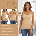 JOYSHAPER Lace Top for Women Shapewear Camisole Tops with Built in Bra Body Shaper Tank Top Stretch Lace Cami Top With Padded Bra Scoop Neck Tanks Tops Nude 2XL