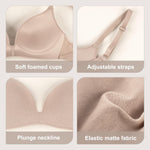 Eleplus 3 Pieces Lightly Lined Wireless Bras for Women Comfy Plunge T Shirt Bra Pack (Mixcolor1,32B)