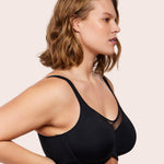 HSIA Minimizer Bras for Women Plus Size, Full Coverage Coolcomfort T Shirt Unlined Bra with Underwire for Heavy Breast, Rich Black 36DD