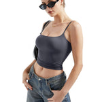 SUUKSESS Women Sexy Square Neck Tank Top Summer Y2K Going Out Tops Casual Sleeveless Basic Cami Shirts (Grey, L)