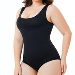 Nebility Plus Size Tummy Control Shapewear Bodysuits For Women Seamless Waist Trainer Body Shaper Sleeveless Round Neck Top(Black Plus Size,1X)