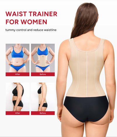Nebility Waist Trainer for Women Corset Shapewear Tummy Control Faja Body Shaper Waist Cincher with Adjustable Strap(Beige,Small)