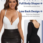 SHAPERIN Backless Strapless Shapewear Bra Fajas U Plunge Tummy Control Corset Bodysuit Low Back Full Body Shaper for Women White L