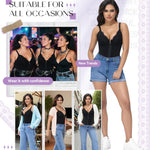 SHAPSHE Corset Waist Trainer For Women Tummy Control Bustier Lace Top Waist Corsets Shapewear Body Shaper with Bra Black