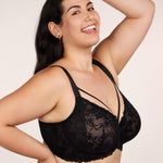 HSIA Minimizer Bras for Women Full Coverage, Unlined Lace Sexy Plus Size Underwire Bra for Large Breasts Black
