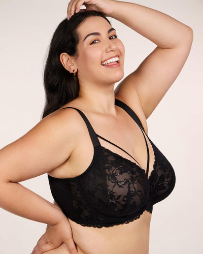 HSIA Minimizer Bras for Women Full Coverage, Unlined Lace Sexy Plus Size Underwire Bra for Large Breasts Black