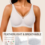 Gailife Womens Deep V Jelly Bras Wireless Mesh Comfortable Bralette Supportive No Underwire Bras Seamless Push Up Plunge Bra -WT,XXL Cream