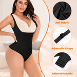 Werena Thong Shapewear Bodysuit for Women Tummy Control Open Bust Body Shaper Slimmer Shaping Thong(#1 Black+beige(mix pack),X-Large)