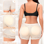 Werena Butt Lifter Padded Underwear for Women Seamless Booty Pads Panties Butt Enhancer Lace Boyshorts Shapewear (#1 Nude,3X-Large)