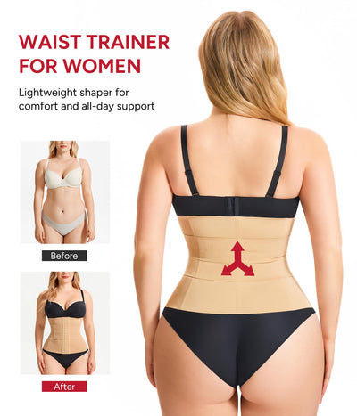 Nebility Segmented Waist Trainer for Women Corset Shapewear Waist Cincher Faja Body Shaper Tummy Control(Beige,Small)