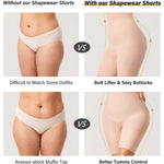 DELIMIRA Women's Shapewear Shorts Tummy Control Plus Size High Waisted Panties High Compression Thigh Slimmer Beige 1X