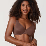 DELIMIRA Minimizer Bras for Women Full Coverage Plus Size Underwire Unlined Supportive Seamless Bra Brown Violet 38DD