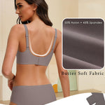 Showyoo Women's Wireless Bras Seamless Full Coverage Bralette No Underwire Comfort T-Shirt Bra with Lace Panel Insert Gray S