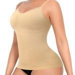 Slimming Compression Tank Tops for Women Tummy Control Shapewear Camisoles Smoothing Body Shaper Tanks(1#Beige-padded bra,Small)