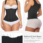 YIANNA Waist Trainer for Women Tummy Control Underbust Hourglass Corset Waist Cincher Vest Sport Girdle with Zipper and Hooks,YA7293-Black-L
