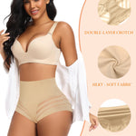 Womens Tummy Control Shapewear Panties Mid High Waisted Body Shaper Briefs(01# Mid-waisted Beige(boneless),Medium)