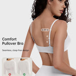 OEAK Womens Comfortable Bras No Underwire Cami Bra Seamless Unlined Bralettes Scoop Neck Unpadded Everyday Sports Tshirt Bra White,S