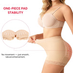 Nebility Butt Lifting Shapewear with Butt Pads - Padded Underwear for Women Booty Lifter Shorts Lace Hip Enhancer Beige